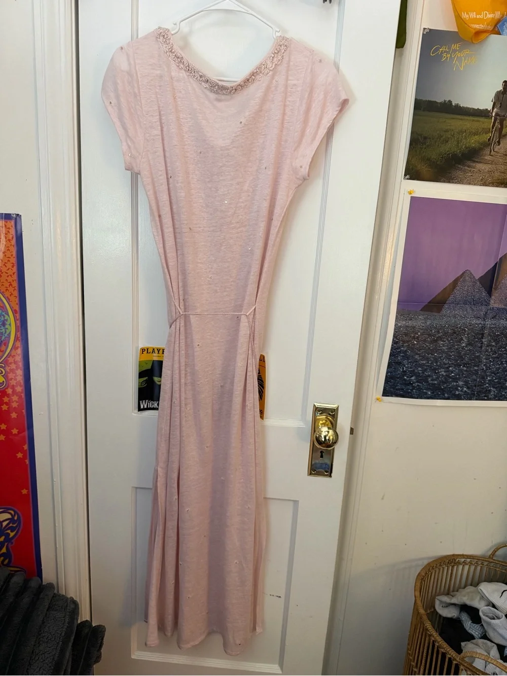 Calypso st barth vintage y2k pink dimitra linen embroidered belted midi dress